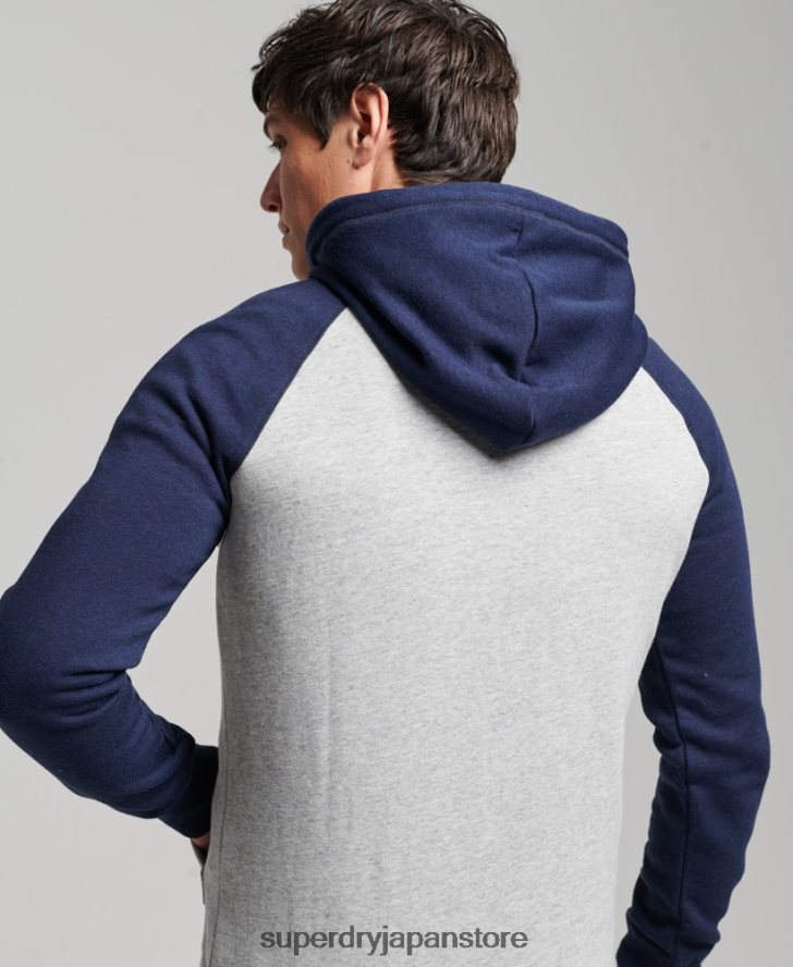 ヴィンテージロゴ刺繍ベースボールジップパーカー 男性 Superdry 衣類 グレー 2J62PZ481