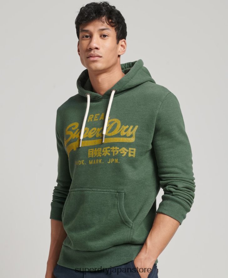 ヴィンテージロゴマールパーカー 男性 Superdry 衣類 緑 2J62PZ484