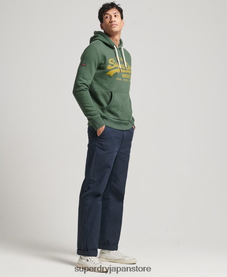 ヴィンテージロゴマールパーカー 男性 Superdry 衣類 緑 2J62PZ484
