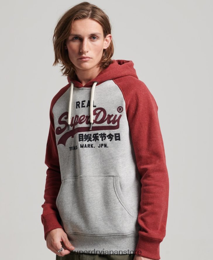 オーガニックコットン ヴィンテージロゴ ヘリテージラグランパーカー 男性 Superdry 衣類 ライトグレー 2J62PZ486