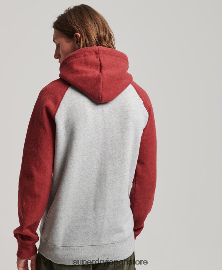オーガニックコットン ヴィンテージロゴ ヘリテージラグランパーカー 男性 Superdry 衣類 ライトグレー 2J62PZ486