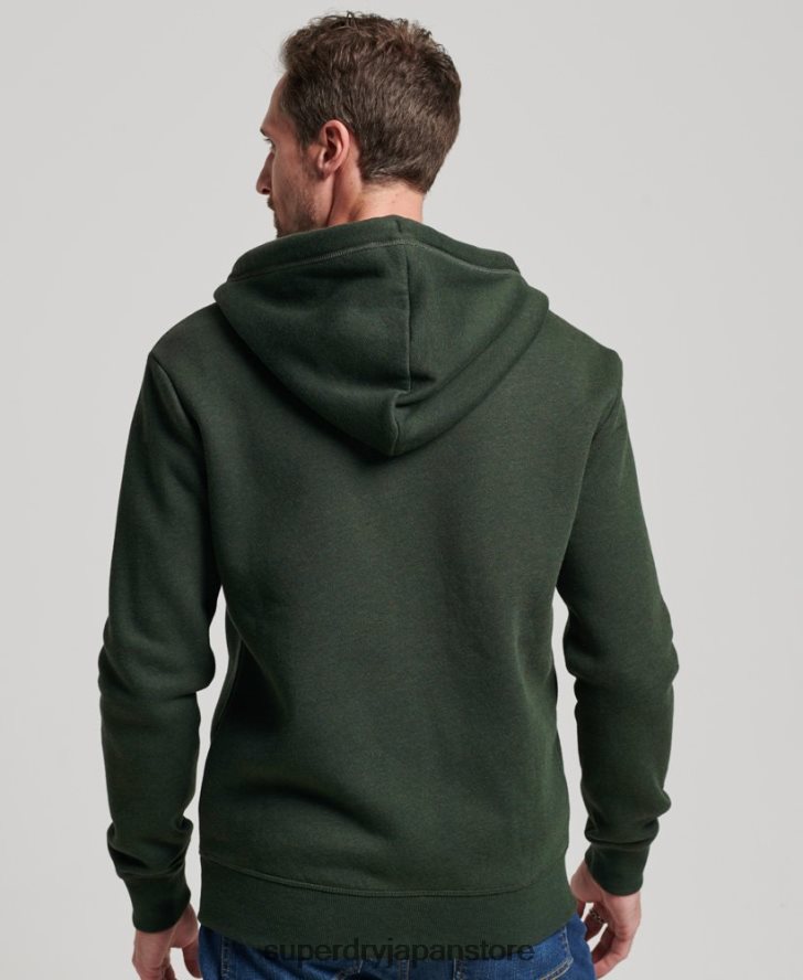ヴィンテージロゴ刺繍ジップパーカー 男性 Superdry 衣類 緑 2J62PZ487