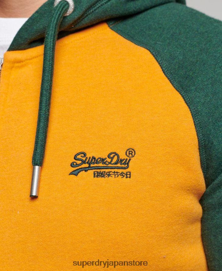 ヴィンテージロゴ刺繍ベースボールジップパーカー 男性 Superdry 衣類 金 2J62PZ490