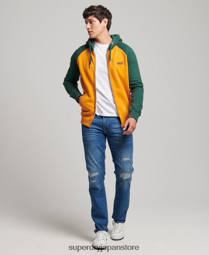 ヴィンテージロゴ刺繍ベースボールジップパーカー 男性 Superdry 衣類 金 2J62PZ490