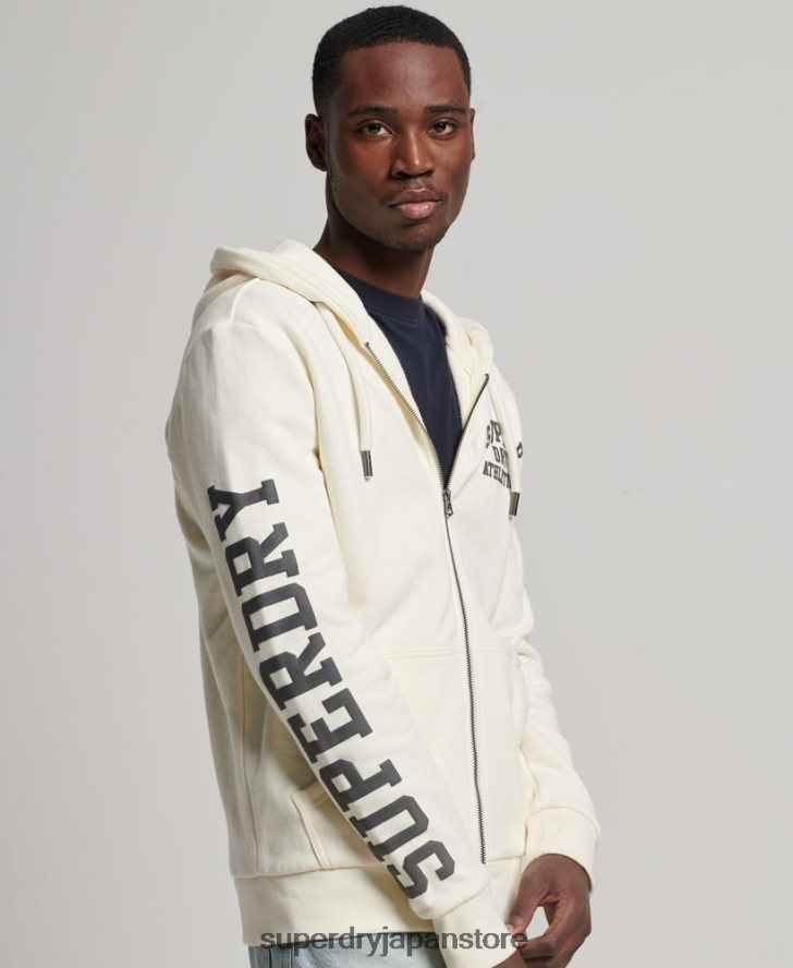 ジムアスレチックジップパーカー 男性 Superdry 衣類 クリーム 2J62PZ492
