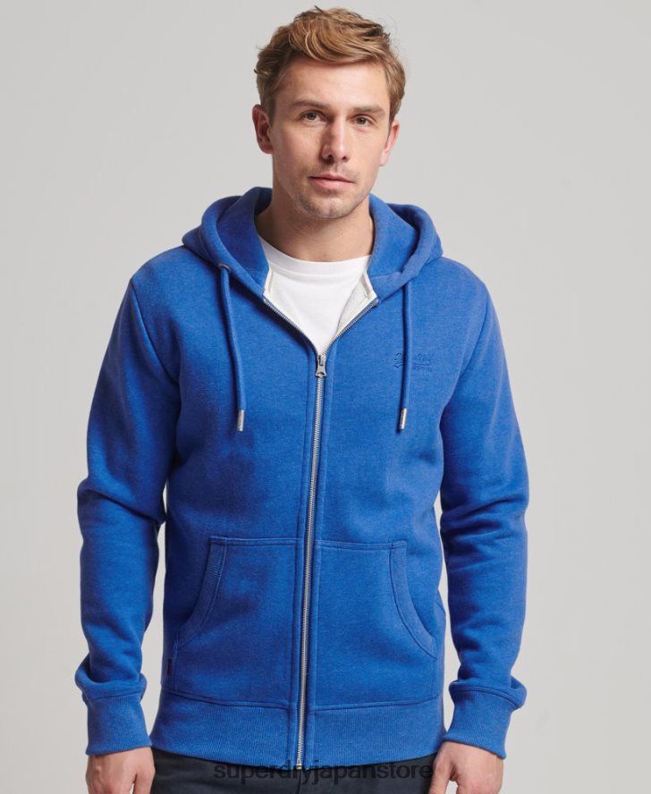 ヴィンテージロゴ刺繍ジップパーカー 男性 Superdry 衣類 青 2J62PZ494