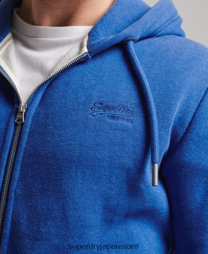 ヴィンテージロゴ刺繍ジップパーカー 男性 Superdry 衣類 青 2J62PZ494