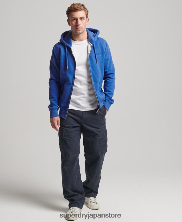 ヴィンテージロゴ刺繍ジップパーカー 男性 Superdry 衣類 青 2J62PZ494