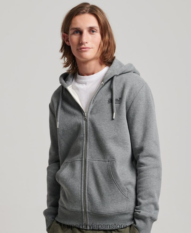 ヴィンテージロゴ刺繍ジップパーカー 男性 Superdry 衣類 グレー 2J62PZ497