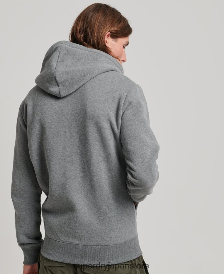 ヴィンテージロゴ刺繍ジップパーカー 男性 Superdry 衣類 グレー 2J62PZ497