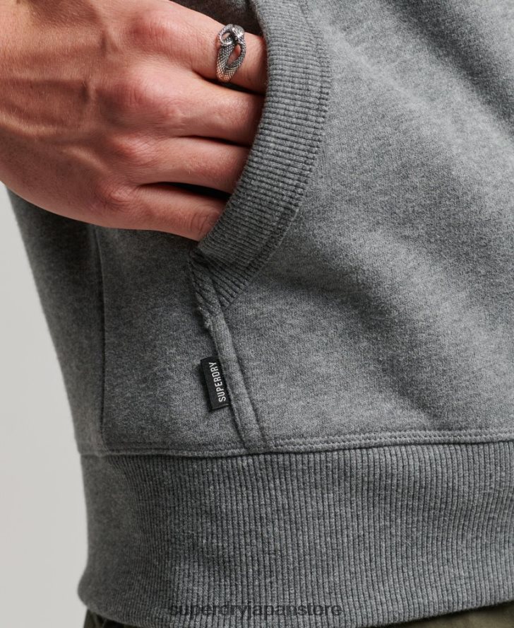 ヴィンテージロゴ刺繍ジップパーカー 男性 Superdry 衣類 グレー 2J62PZ497