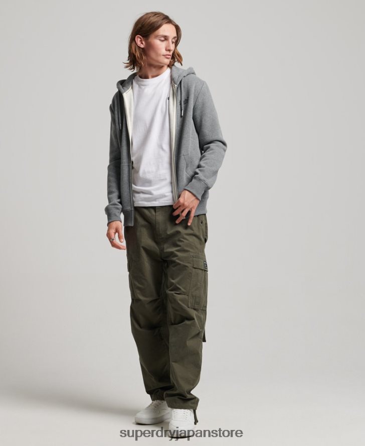 ヴィンテージロゴ刺繍ジップパーカー 男性 Superdry 衣類 グレー 2J62PZ497