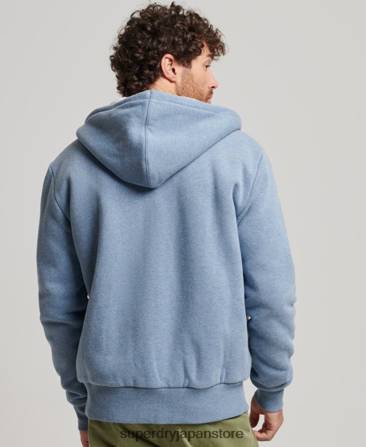 エッセンシャルボーグ裏地付きジップパーカー 男性 Superdry 衣類 ライトブルー 2J62PZ4988