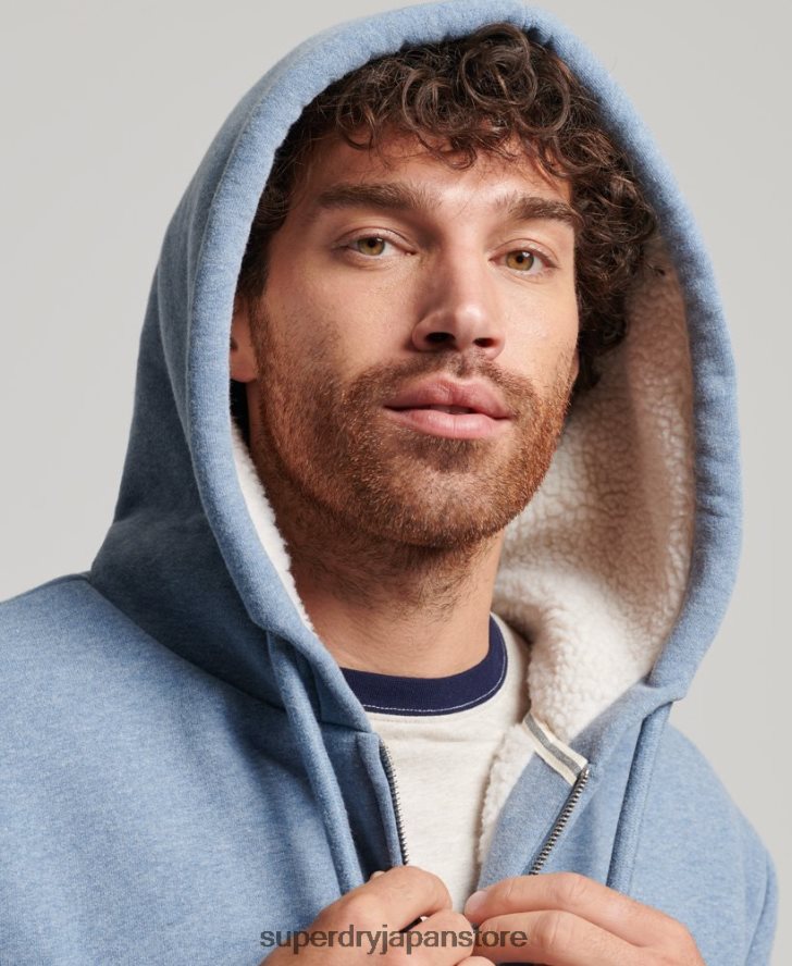 エッセンシャルボーグ裏地付きジップパーカー 男性 Superdry 衣類 ライトブルー 2J62PZ4988