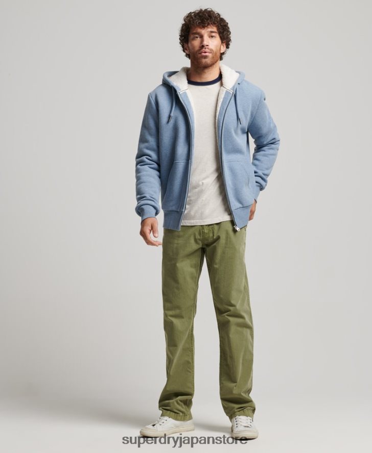 エッセンシャルボーグ裏地付きジップパーカー 男性 Superdry 衣類 ライトブルー 2J62PZ4988