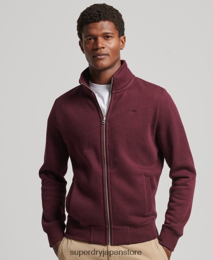 オーガニックコットン ヴィンテージロゴ ジップトラックトップ 男性 Superdry 衣類 赤 2J62PZ4989