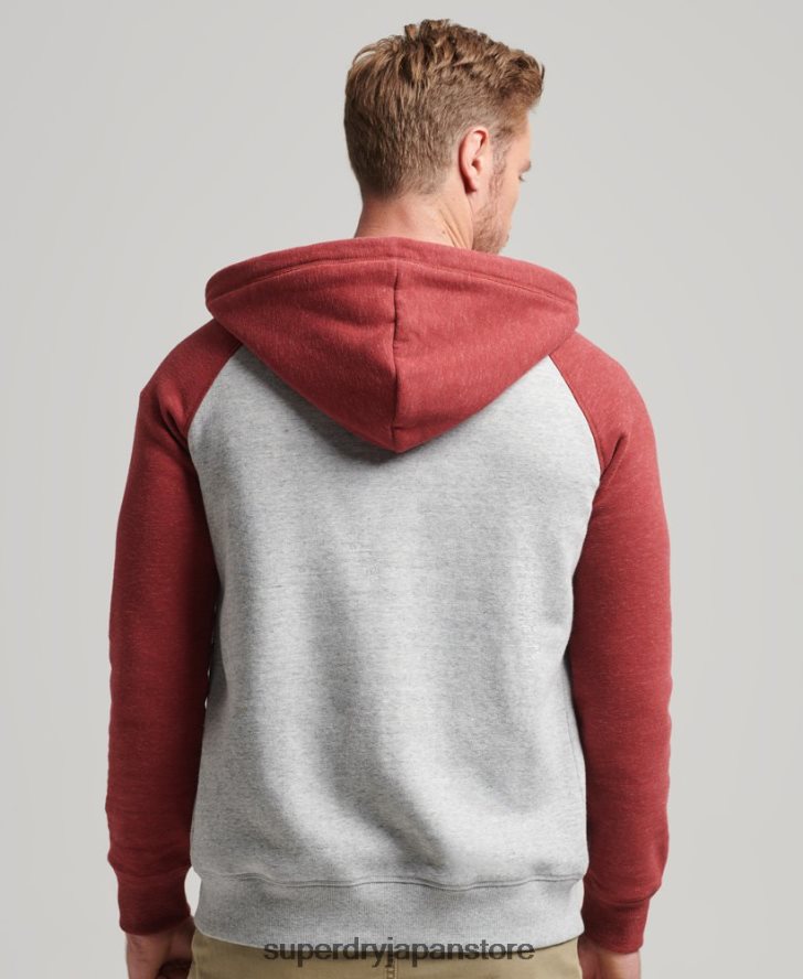 オーガニックコットン エッセンシャルロゴ ベースボール ジップ パーカー 男性 Superdry 衣類 ライトグレー 2J62PZ498