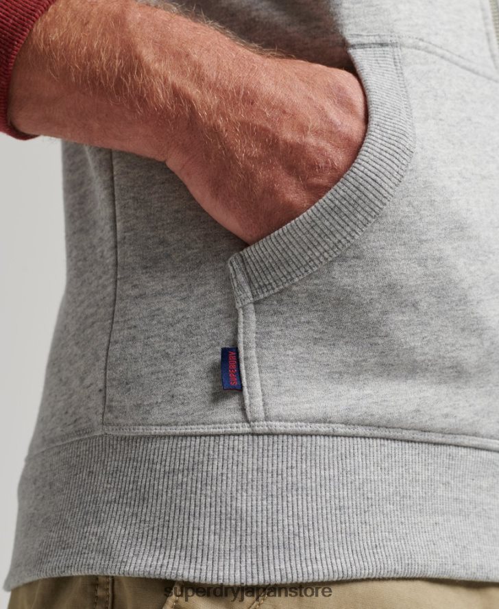 オーガニックコットン エッセンシャルロゴ ベースボール ジップ パーカー 男性 Superdry 衣類 ライトグレー 2J62PZ498