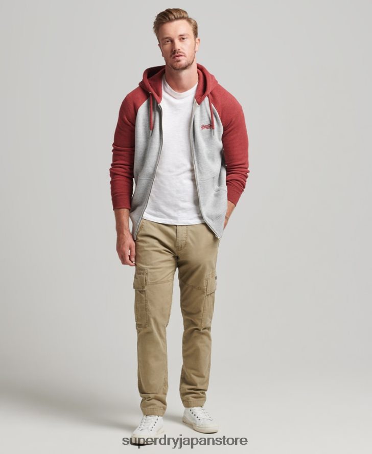 オーガニックコットン エッセンシャルロゴ ベースボール ジップ パーカー 男性 Superdry 衣類 ライトグレー 2J62PZ498