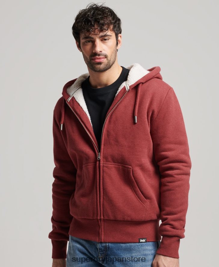 エッセンシャルボーグ裏地付きジップパーカー 男性 Superdry 衣類 赤 2J62PZ4992