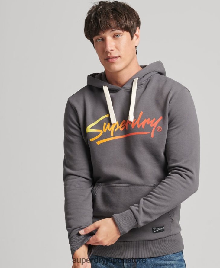 ヴィンテージダウンタウンスクリプトパーカー 男性 Superdry 衣類 濃い灰色 2J62PZ4998