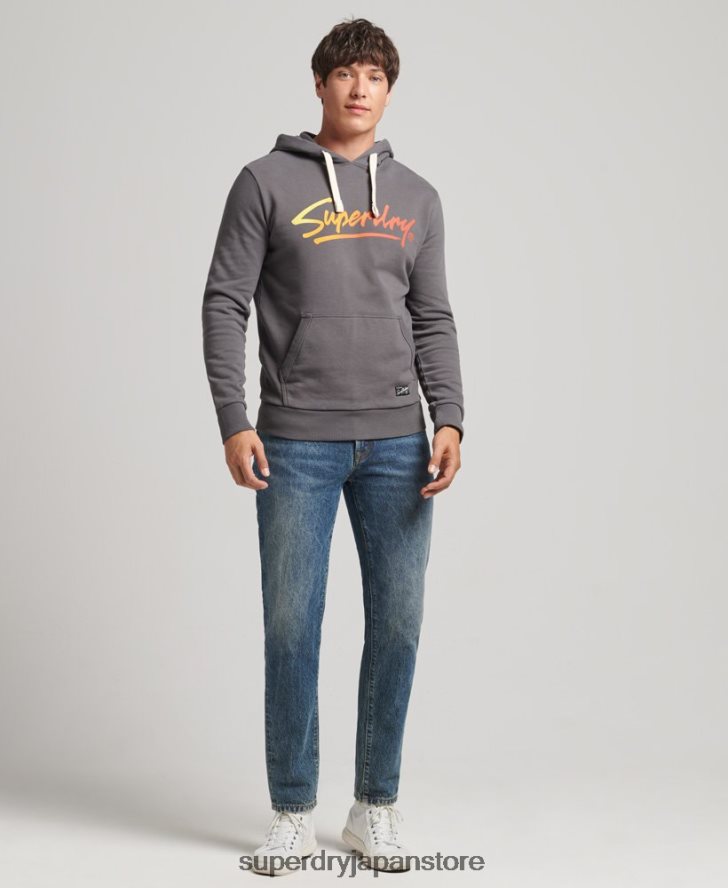 ヴィンテージダウンタウンスクリプトパーカー 男性 Superdry 衣類 濃い灰色 2J62PZ4998