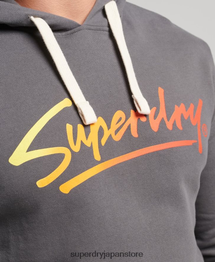 ヴィンテージダウンタウンスクリプトパーカー 男性 Superdry 衣類 濃い灰色 2J62PZ4998