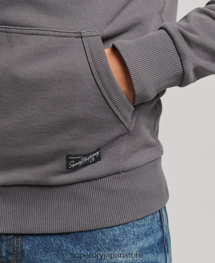 ヴィンテージダウンタウンスクリプトパーカー 男性 Superdry 衣類 濃い灰色 2J62PZ4998