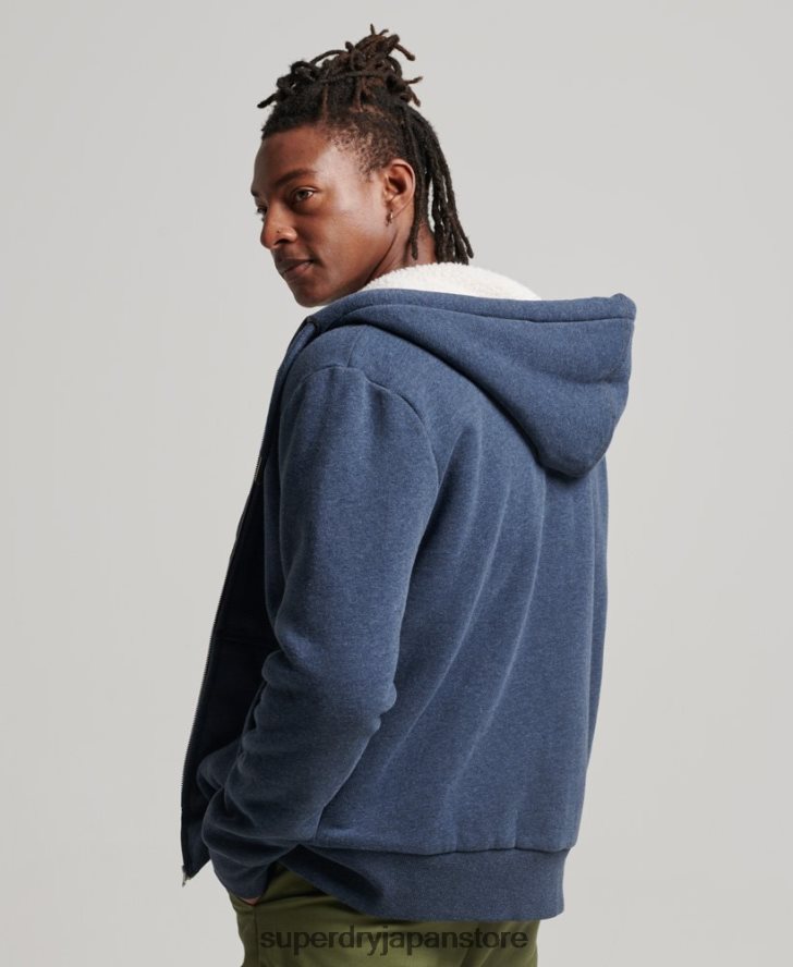 エッセンシャルボーグ裏地付きジップパーカー 男性 Superdry 衣類 海軍 2J62PZ499
