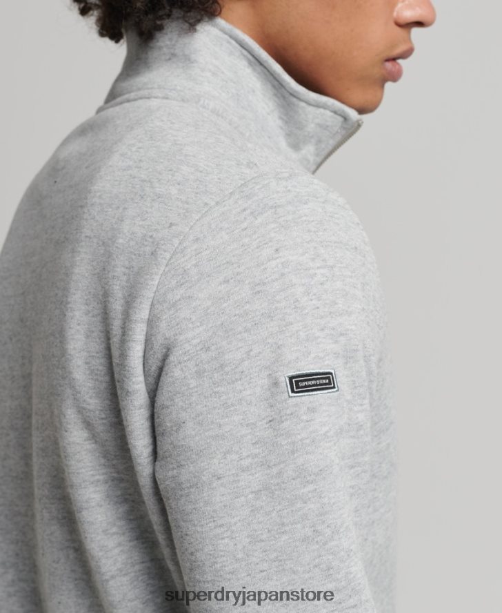 オーガニックコットン ヴィンテージ ロゴ ジップ ヘンリー スウェットシャツ 男性 Superdry 衣類 グレー 2J62PZ5003