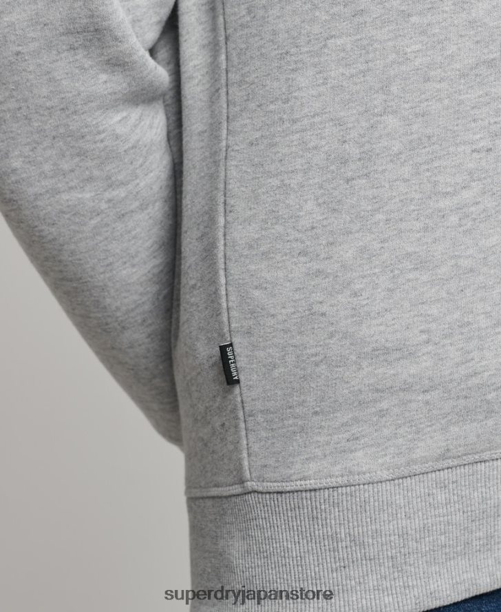 オーガニックコットン ヴィンテージ ロゴ ジップ ヘンリー スウェットシャツ 男性 Superdry 衣類 グレー 2J62PZ5003