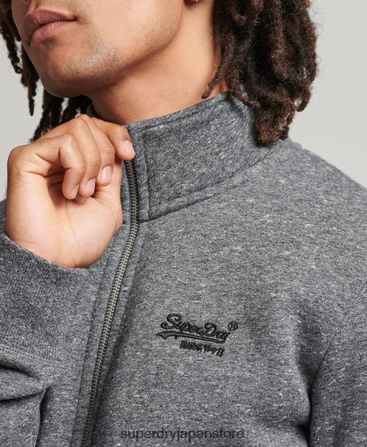オーガニックコットン ヴィンテージロゴ ジップトラックトップ 男性 Superdry 衣類 濃い灰色 2J62PZ5010