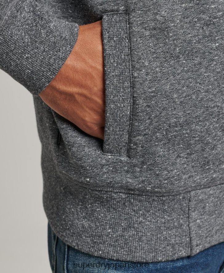 オーガニックコットン ヴィンテージロゴ ジップトラックトップ 男性 Superdry 衣類 濃い灰色 2J62PZ5010