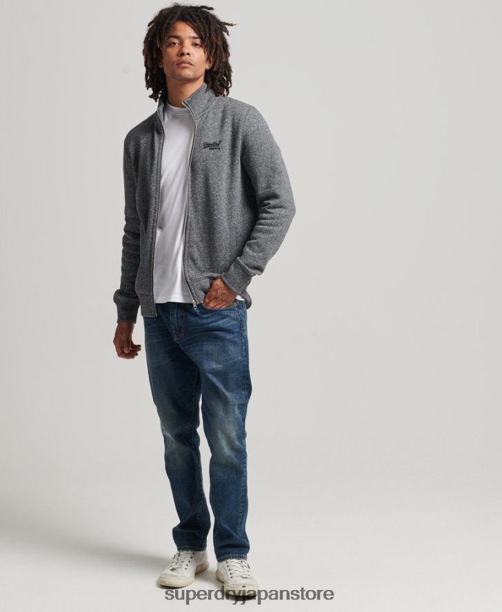 オーガニックコットン ヴィンテージロゴ ジップトラックトップ 男性 Superdry 衣類 濃い灰色 2J62PZ5010