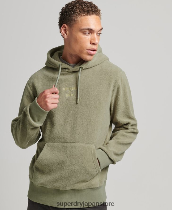 グラフィックロゴ ルーズフリースパーカー 男性 Superdry 衣類 カーキ 2J62PZ5012
