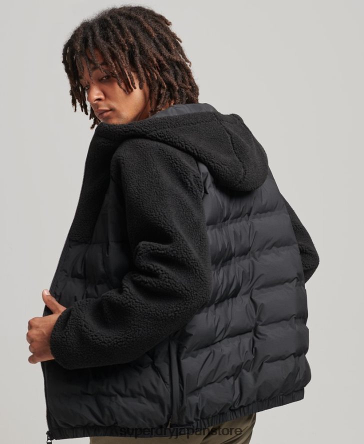 マウンテンフリースハイブリッドジップパーカー 男性 Superdry 衣類 黒 2J62PZ5015