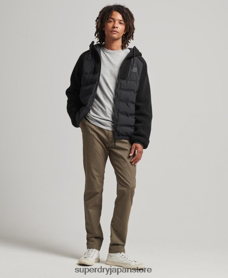 マウンテンフリースハイブリッドジップパーカー 男性 Superdry 衣類 黒 2J62PZ5015