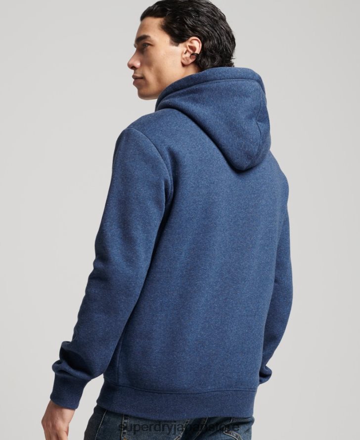オーガニックコットンのヴィンテージロゴ刺繍パーカー 男性 Superdry 衣類 青 2J62PZ5017