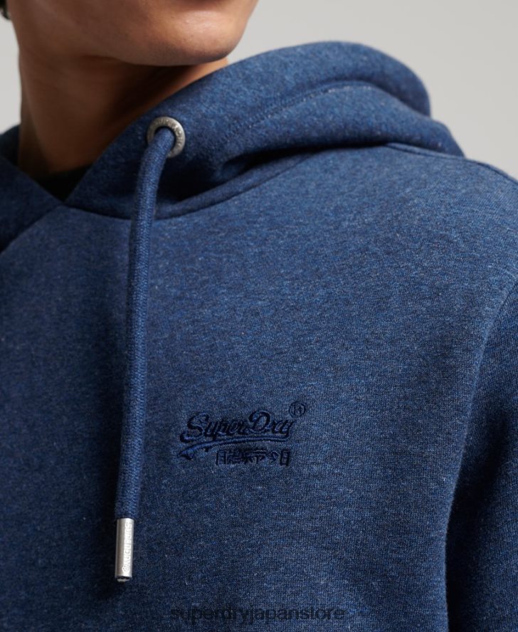 オーガニックコットンのヴィンテージロゴ刺繍パーカー 男性 Superdry 衣類 青 2J62PZ5017