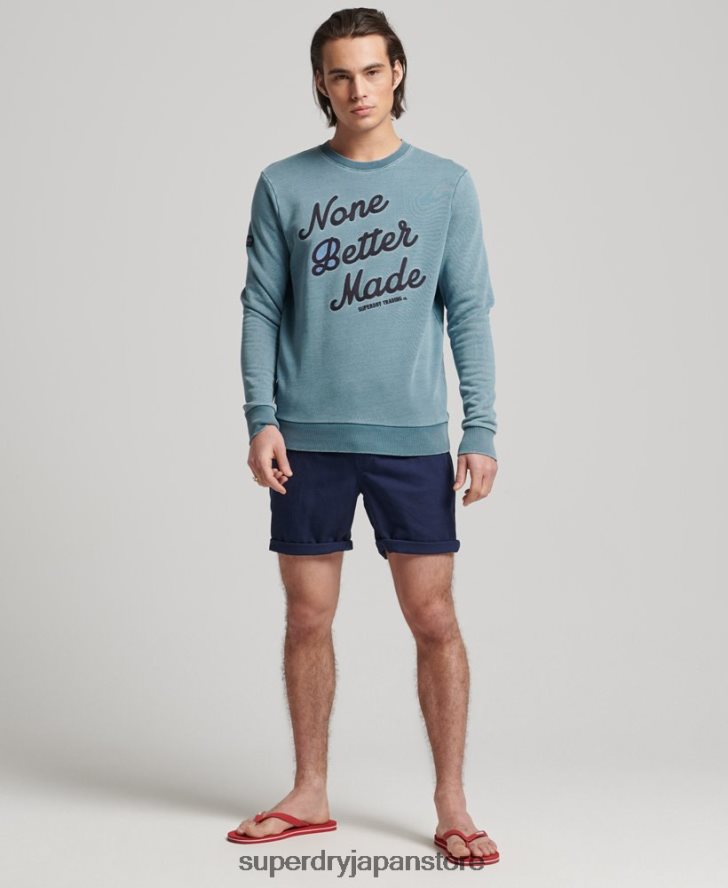 ヴィンテージスクリプトスタイルインディゴクルースウェットシャツ 男性 Superdry 衣類 ライトブルー 2J62PZ5018