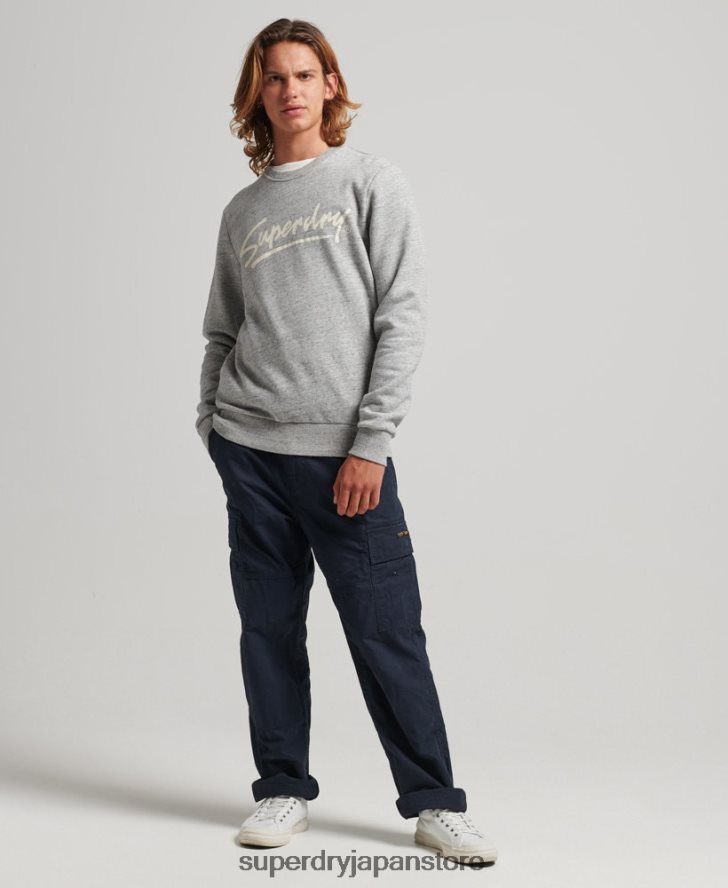 ヴィンテージ ダウンタウン スクリプト クルー スウェットシャツ 男性 Superdry 衣類 グレー 2J62PZ5019