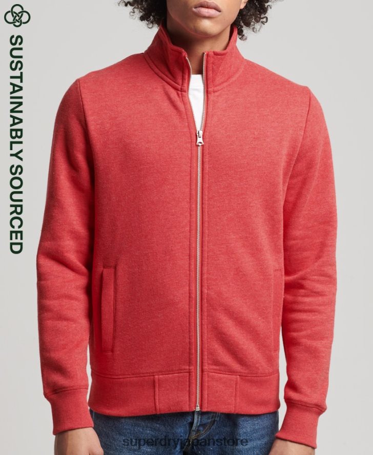 オーガニックコットン ヴィンテージロゴ ジップトラックトップ 男性 Superdry 衣類 赤 2J62PZ5022