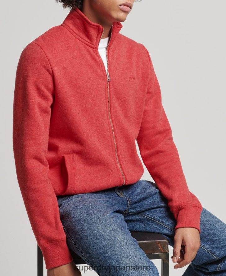 オーガニックコットン ヴィンテージロゴ ジップトラックトップ 男性 Superdry 衣類 赤 2J62PZ5022