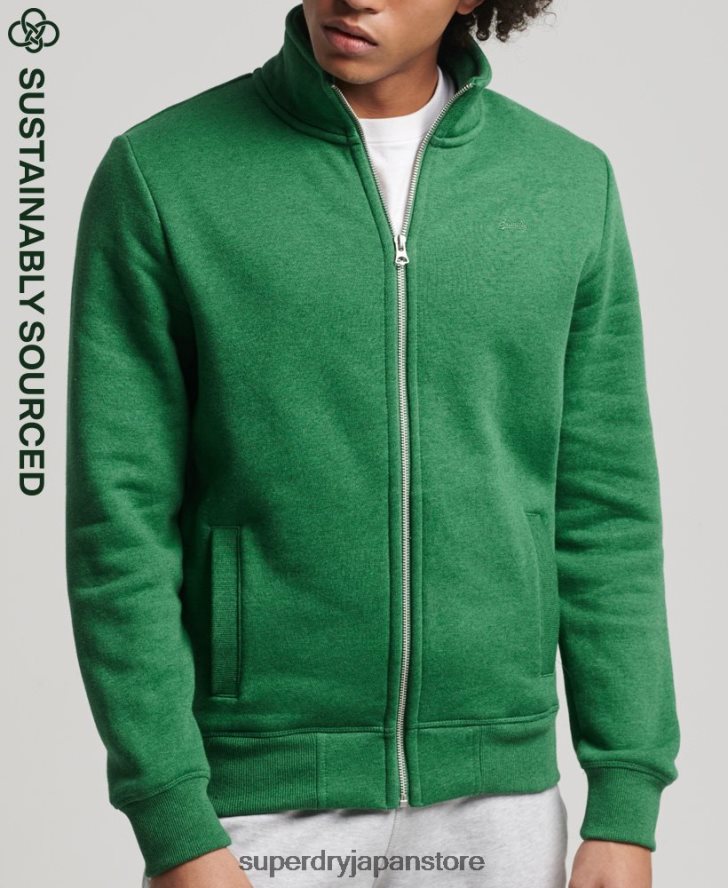 オーガニックコットン ヴィンテージロゴ ジップトラックトップ 男性 Superdry 衣類 緑 2J62PZ5024