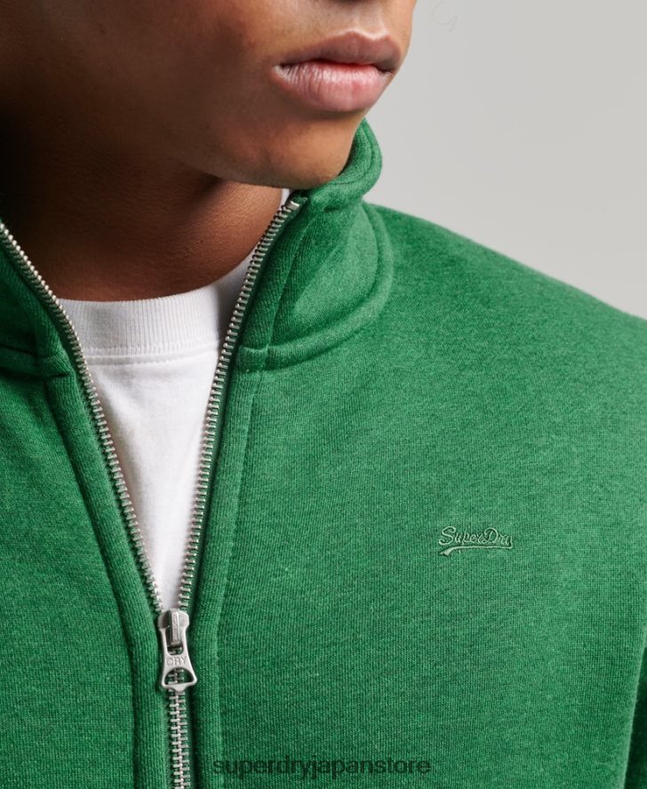 オーガニックコットン ヴィンテージロゴ ジップトラックトップ 男性 Superdry 衣類 緑 2J62PZ5024