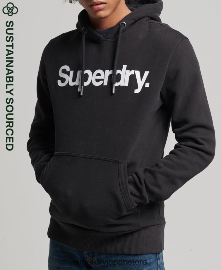 オーガニックコットンコアロゴグラフィックパーカー 男性 Superdry 衣類 黒 2J62PZ5026