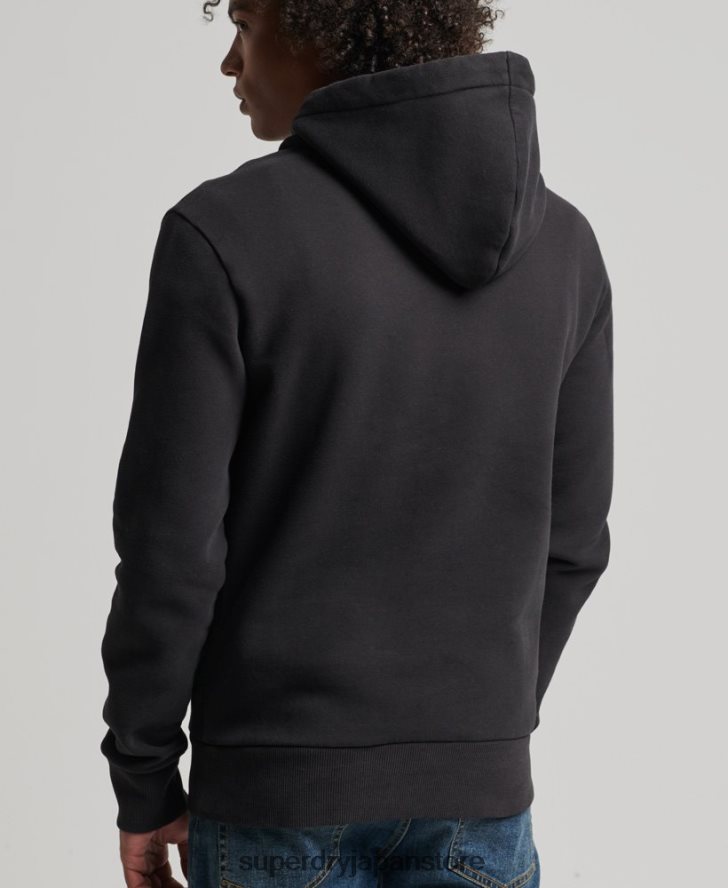 オーガニックコットンコアロゴグラフィックパーカー 男性 Superdry 衣類 黒 2J62PZ5026