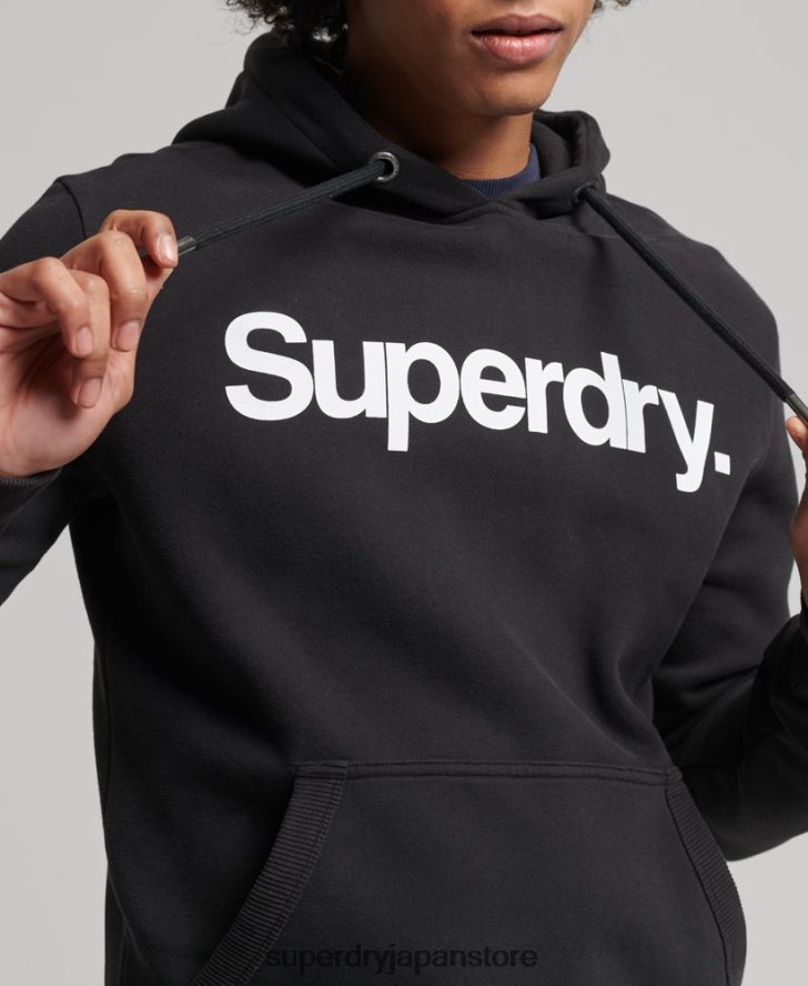 オーガニックコットンコアロゴグラフィックパーカー 男性 Superdry 衣類 黒 2J62PZ5026