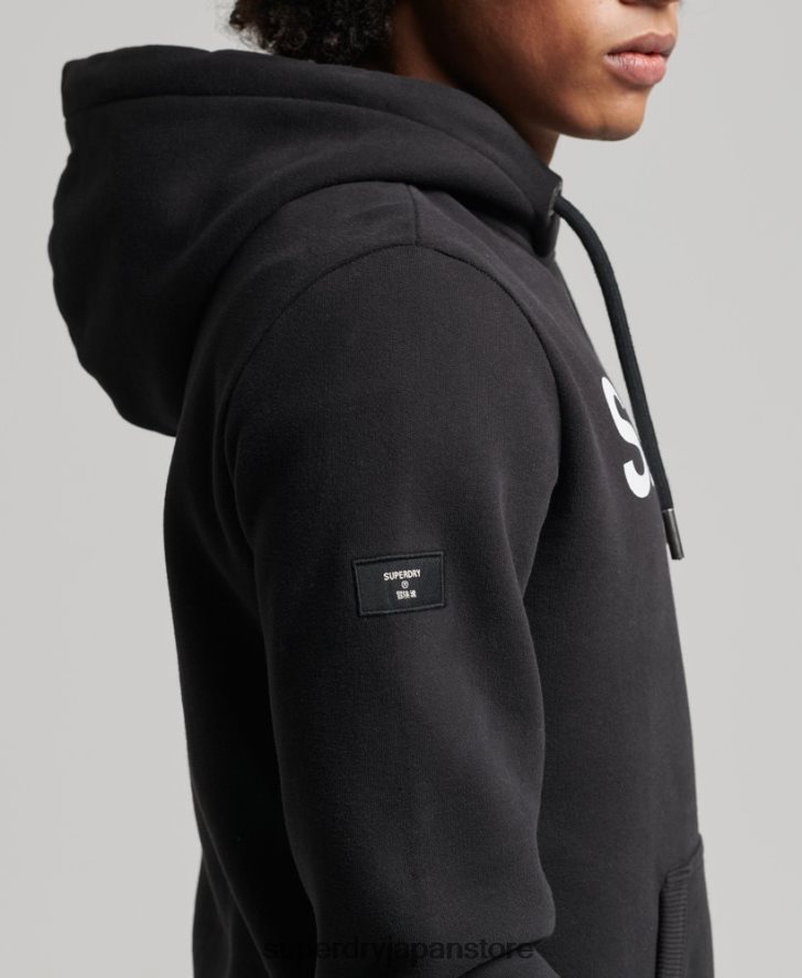 オーガニックコットンコアロゴグラフィックパーカー 男性 Superdry 衣類 黒 2J62PZ5026