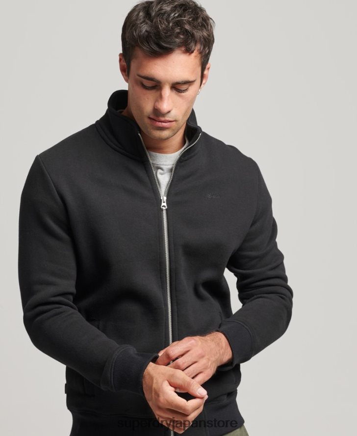オーガニックコットン ヴィンテージロゴ ジップトラックトップ 男性 Superdry 衣類 黒 2J62PZ5030